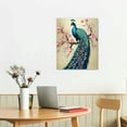 thumbnail image 2 of Nawypu Retro Blue Peacocks Standing On Peach Blossom Tree Canvas Art Painting Elegant Animal for Home office Wall Decor, 2 of 4