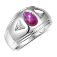thumbnail image 3 of RYLOS Men's Rings 14K White Gold Pear Shape Tear Drop Cabochon Gemstone & Diamond Rings; Star Ruby   Size 8, 3 of 5