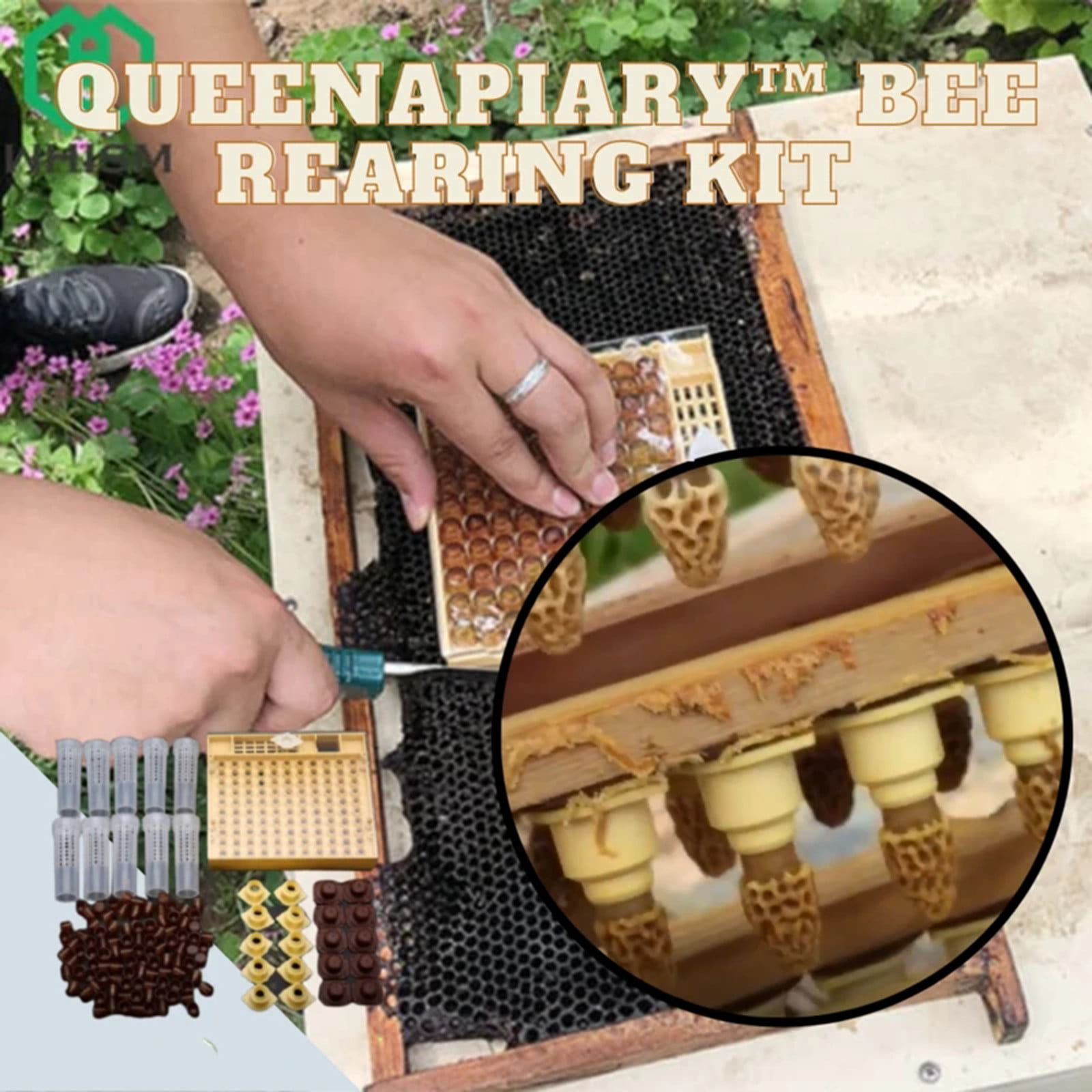 131pcs Complete Bee Queen Rearing Cupkit Box System Beekeeping Cage Cell Cup Kit 