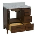 thumbnail image 2 of California 36" Bathroom Vanity with Walnut Cabinet and Carrara Marble Top, 2 of 6