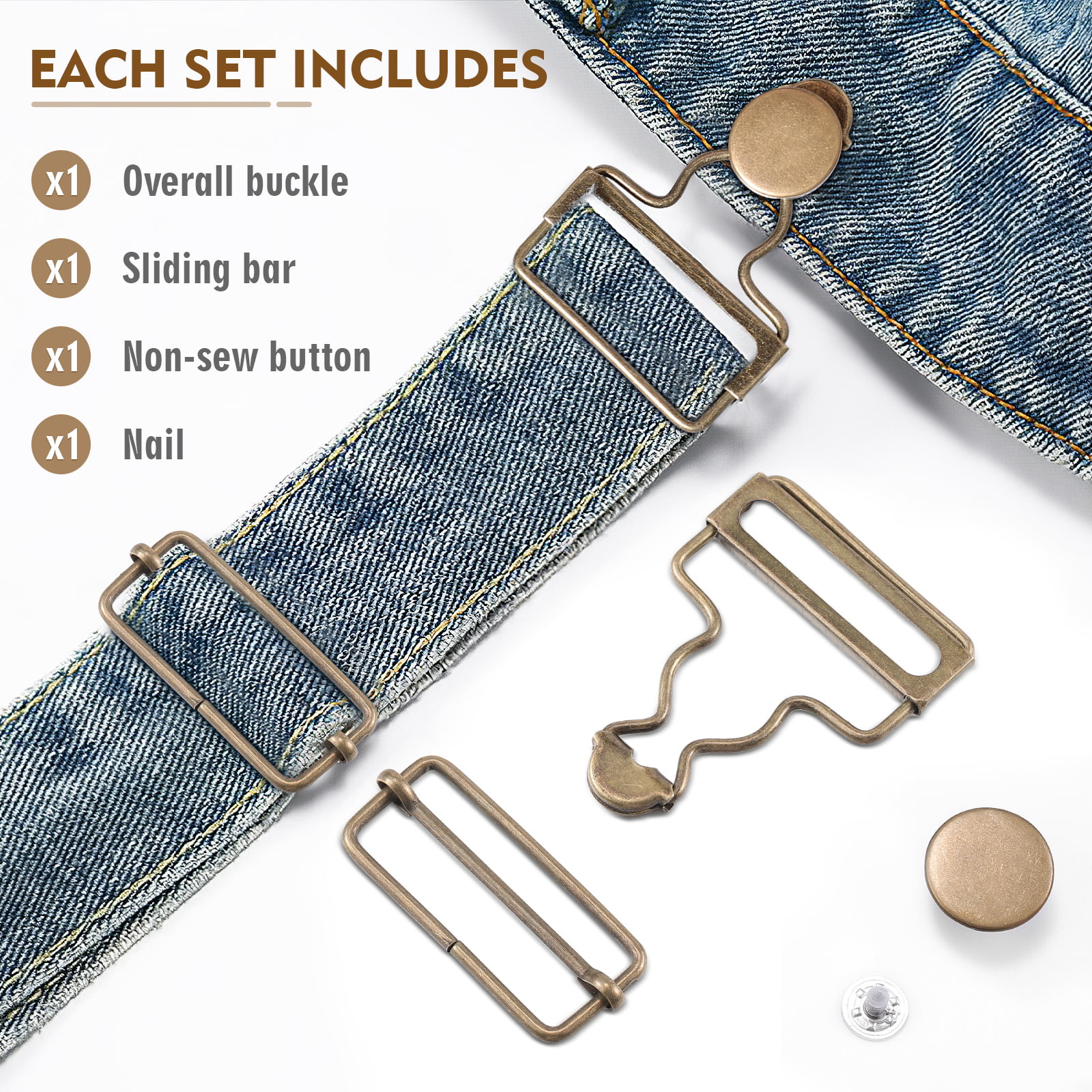 Frcolor 16pcs Suspender Buckles Metal Overall Buckles Replacement Belt Fasteners Jeans Accessories, Adult Unisex, Size: 15x9x5CM