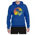 thumbnail image 2 of Two Coconut Palm Trees Beach Sunset | Mens Pop Culture Hooded Sweatshirt Graphic Hoodie, Royal, Small, 2 of 4