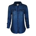 thumbnail image 3 of MixMatchy Women's Basic Classic Long/Roll Up Sleeve Button Down Chambray Denim Shirt Tunic (S-3XL), 3 of 3