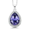 Rhodium Plated Pear Shape Pendant Made with Swarovski Crystals