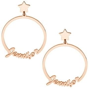 Personalized 14K Rose Gold Plated Script Name with Star Dangle Earrings