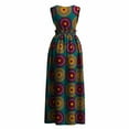 thumbnail image 4 of Bintarealwax Women’s Vest Dresses African Kente Print Sleeveless Elastic Waist Front Open Slit Long Dresses WY11071, 4 of 5