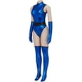 thumbnail image 2 of Mortal MK Kitana Female Sexy Blue Jumpsuit Kombat Suit with Mask Ninja Fighter Outfit, 2 of 7
