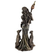 Veronese Design 13 3/8 Tall Cold Cast Resin Antique Bronze Finish Hecate Greek Goddess of Magic with Her Hounds Statue Figurine