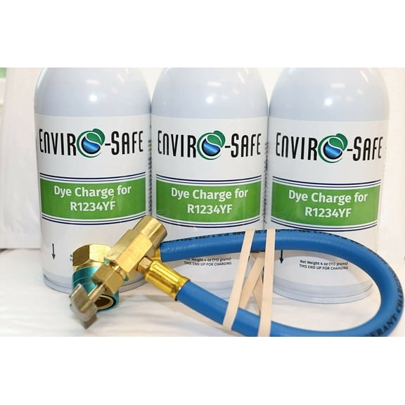 Dye Charge for R1234yf Systems,3 cans and Brass Charging Hose,R-1234yf Refrigerant Support,Dye-