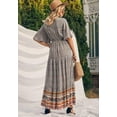 thumbnail image 3 of Women's Boho Flared Sleeve Paisley Maxi Dress, 3 of 3
