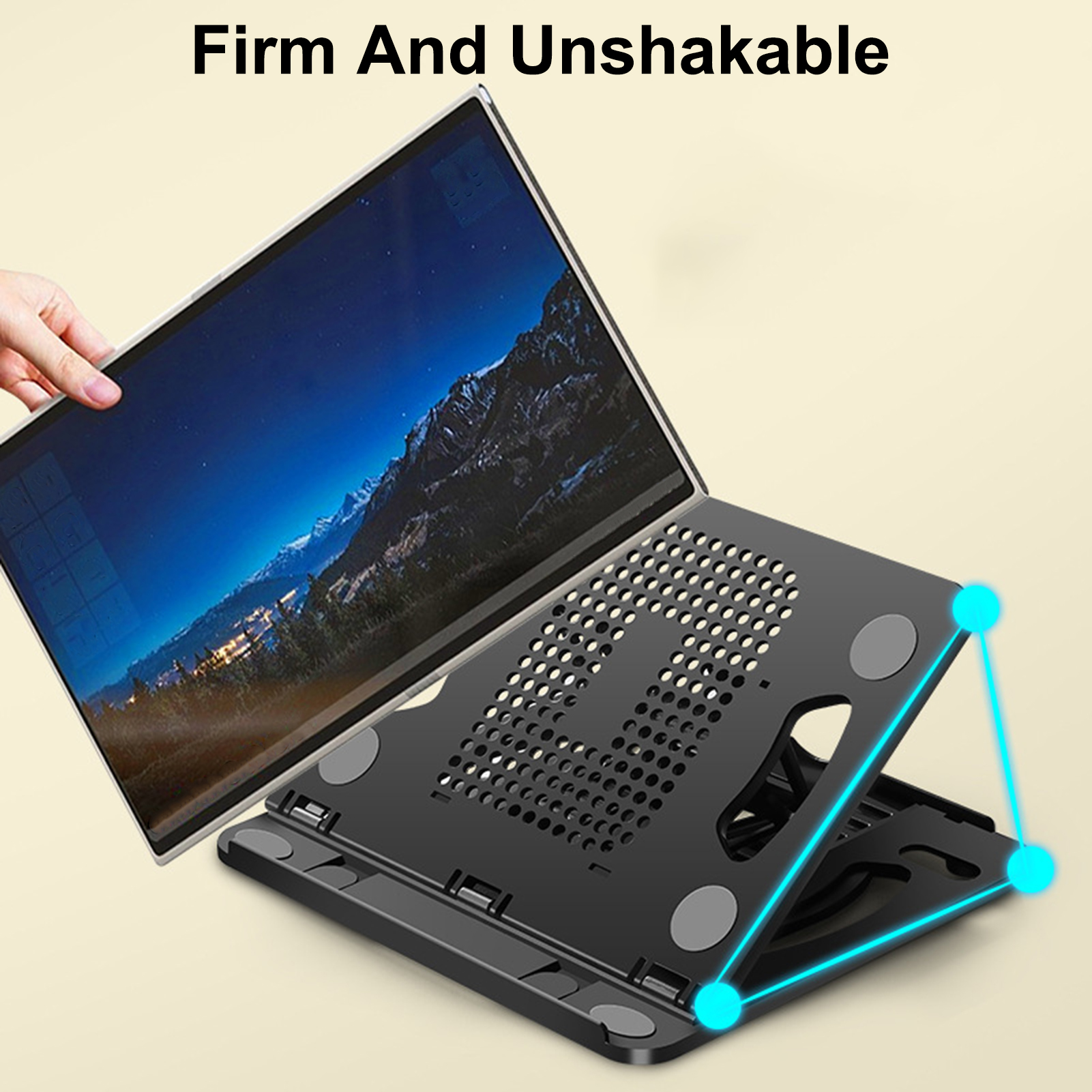 Lomubue Laptop Stand Hollow-out Heat Dissipation 8-speed Angle Adjustable Free Lift Stable Support Dual-use Phone Tablet Folding Stand Desktop Holder Office Supplies - image 3 of 10