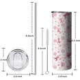 thumbnail image 5 of 20oz Pink Breast Cancer and Pioneer Flower Skinny Tumblers Stainless Steel Tumbler with Lid and Straw,Vacuum Insulated Double Wall Travel Tumbler Cups with Cleaning Brush for Coffee,Tea, 5 of 6