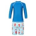 thumbnail image 2 of YONGHS Kids Boys Two Pieces Bathing Suit Quick Dry Rash Guard Swim Shirt with Boxer Shorts Set Blue 6-8, 2 of 7