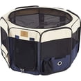 thumbnail image 1 of Precision Pet Soft Side Play Yard, 29-Inch x 29-Inch x 17-Inch, Small, Navy Tan, 1 of 1
