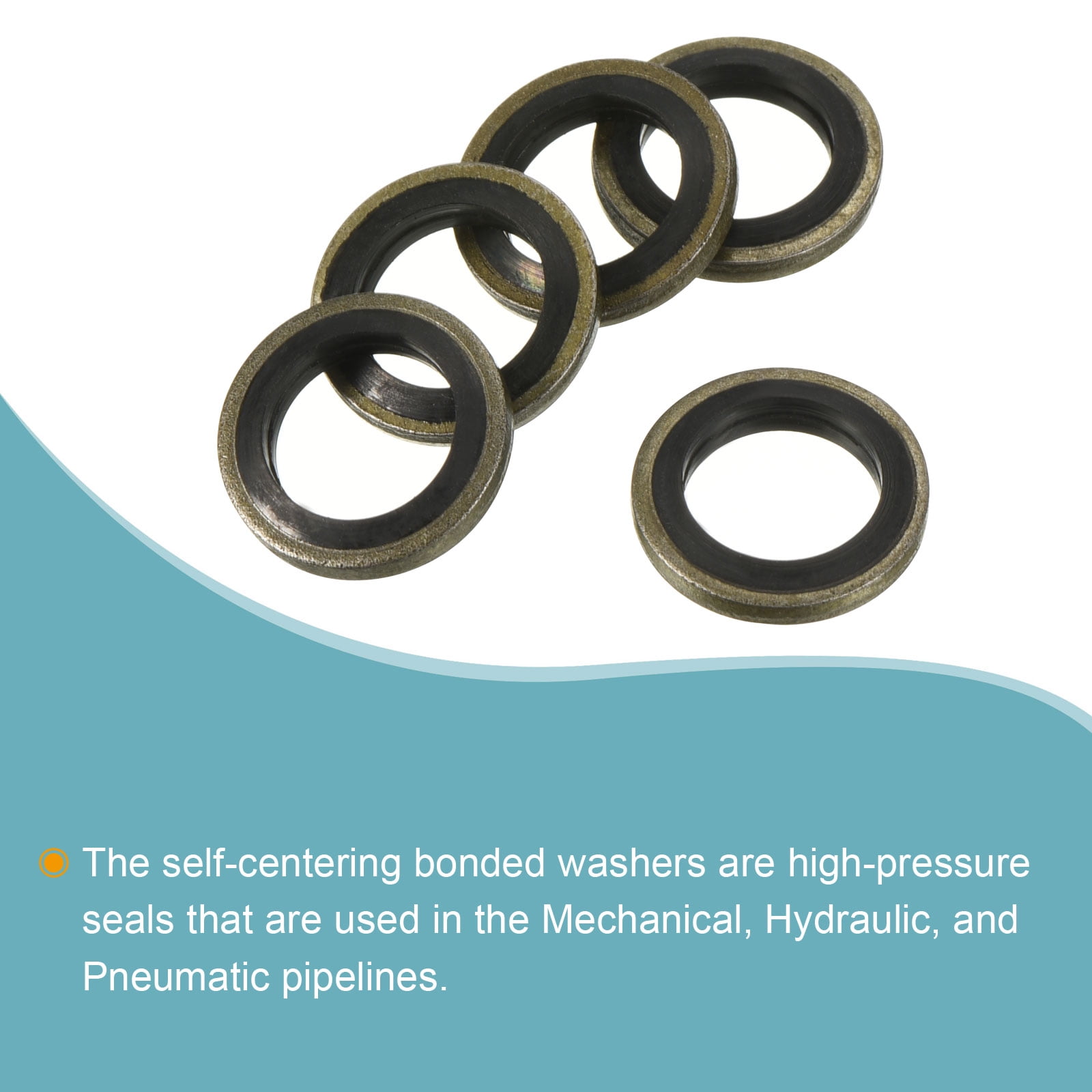 Unique Bargains Carbon Steel Nitrile Rubber Bonded Sealing Washer M10 0.61"x0.39"x0.08"