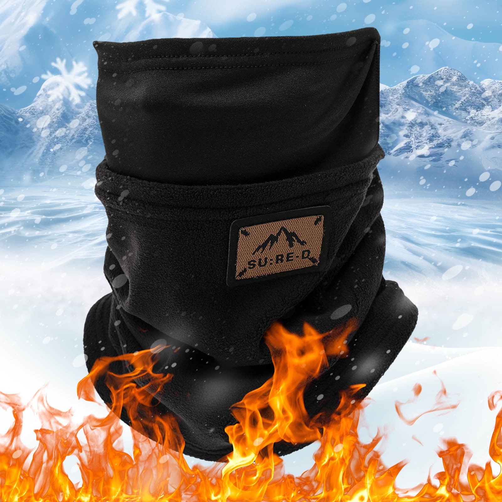 Tanhomme 2Pack Winter Neck Gaiters Men Women,Fleece Neck Gaiter,Fleece Neck Warmer,Ski Gaiter Autumn Winter Printed Warm Short Plush Neck Cover Men Women Single Circle Double Knit Bib Neck Cover Bib