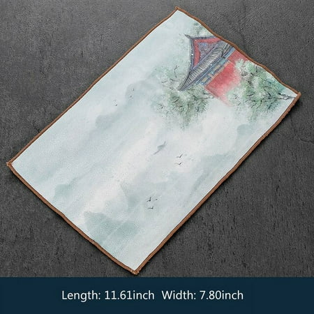 

dosil Zen Cloth Print Table Towel Decoration Napkin Household Tea Tea Vintage Linen Accessories Absorbent Fu Coaster Kung Cotton