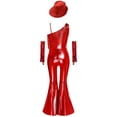 thumbnail image 4 of TiaoBug Kids Girls Metallic Funky Dance Jumpsuit and Hat Gloves Fringe Disco 70s Party Outfit Red 14, 4 of 6