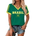 thumbnail image 3 of 2026 Brasil Soccer Jersey for Women, V-Neck Short Sleeve Brasil Soccer Shirt, Brasil Soccer Fan Jersey for Game Day Stadium Watch Party Casual Summer Wear (XXL, Green), 3 of 5