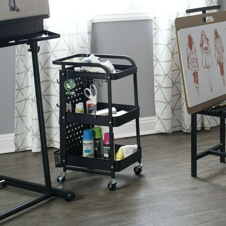 Studio Designs - Streamline 3-Tier Metal Multiuse Organizer Cart - Black