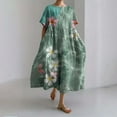thumbnail image 2 of Ruyang Women Casual Loose Boho Floral Dress with Pockets Short Sleeve Long Maxi Summer Beach Swing Dress Floral Beach Dresses for Women, 2 of 4