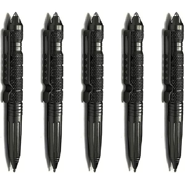W829 5 Pack Car Window Breaker Pens, Tactical Pen Portable Multi-Functional Emergency with 5 Black Ballpoint Refills for Writing, Professional Glass Breaker Pen, Multitool for Father's Day