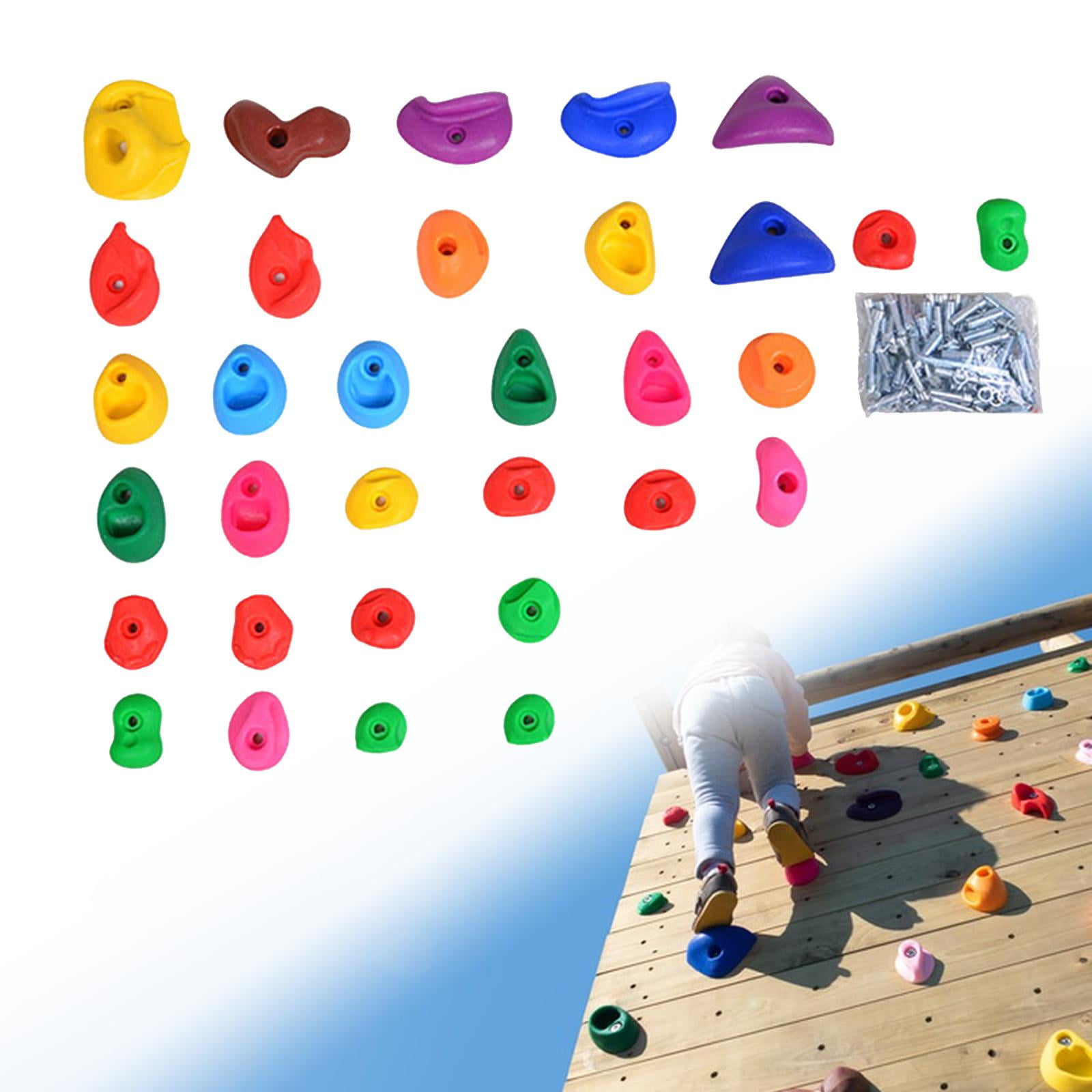 koolsoo Rock Climbing Holds,Kids Toys Wall Climbing Stones,Multi Size,Rock Wall Climbing Kit Playset for Outdoor Climbing Tree House 32 piece set