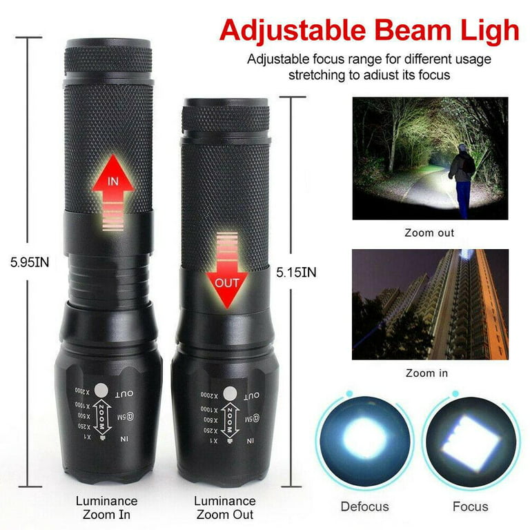 stribe Moderne voldgrav G700 Rechargeable 800lm LED Flashlight Set with 1* Battery/1x Battery  Charging Slot/ AC Charger/Car Charge Super Bright Tactical Flashlight  Zoomable Torch for Home Camping Emergencies - Walmart.com
