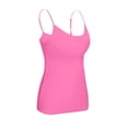 thumbnail image 4 of OIUUAK Women Sleeveless Tank Tops Built in Bra, Basic Modal Double Lined Scoop Neck Adjustable Spaghetti Strap Fitted Cami Layering Shirts, Hot Pink, 4 of 6