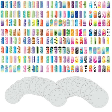 Custom Body Art Airbrush Nail Stencils -  Design Series Set # 2 includes 20 Individual Nail Templates with 16