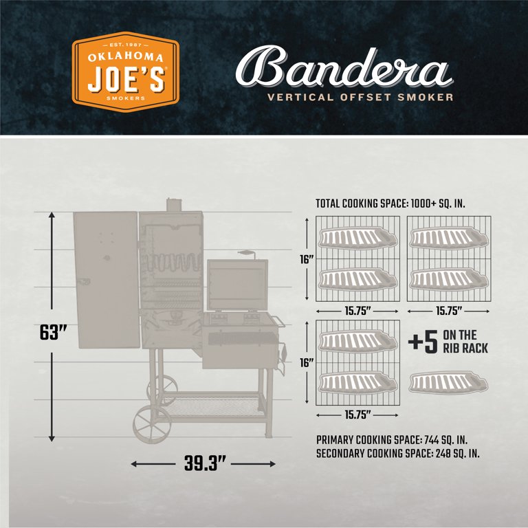 Oklahoma Joe's Bandera Vertical Offset Smoker, Black & Reviews