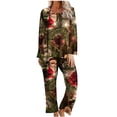 thumbnail image 3 of Feancey Pjs Sets for Women Christmas Pajama Set Holiday Novelty Print Sleepwear with Wide Leg Pants Suits Loose Fit Casual Fall Outfits Multicolor L, 3 of 7