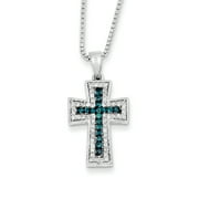 3/8 Ctw Blue & White Diamond Cross Necklace in Sterling Silver