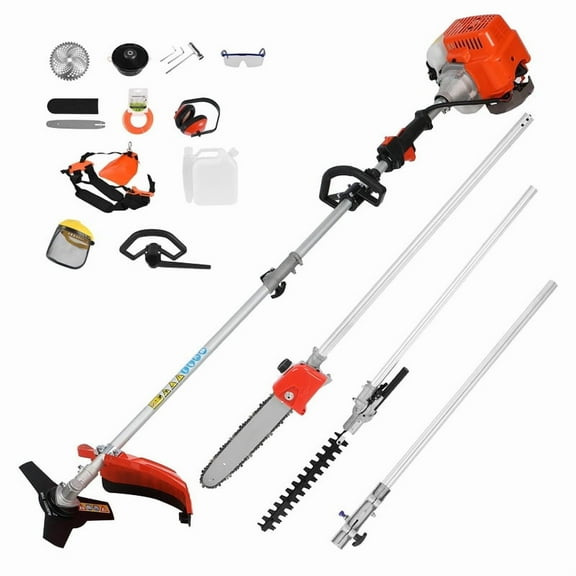 2 in 1 Gas Weed Wacker, 52cc 2-Cycle Gas Weed Eater, Grass Trimmer 8500rpm High Power Gas String Trimmer, Brush Cutter for Yard & Garden, Full Functioning Guard Accessories