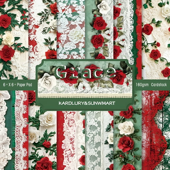 CCOCC Vintage Floral Scrapbook Paper Pad,Flower Patterned Cardstock Paper Pads,6x6 Inch 48 Sheets Single-Sided Junk Journal Scrapbooking Paper for Card Making Cottagecore Picture Art Collage