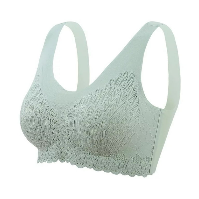 Grandest Birch Wide Shoulder Straps Beauty Back Latex Pads Wire Free Women  Bra Lace Stitching Push Up Sport Brassiere