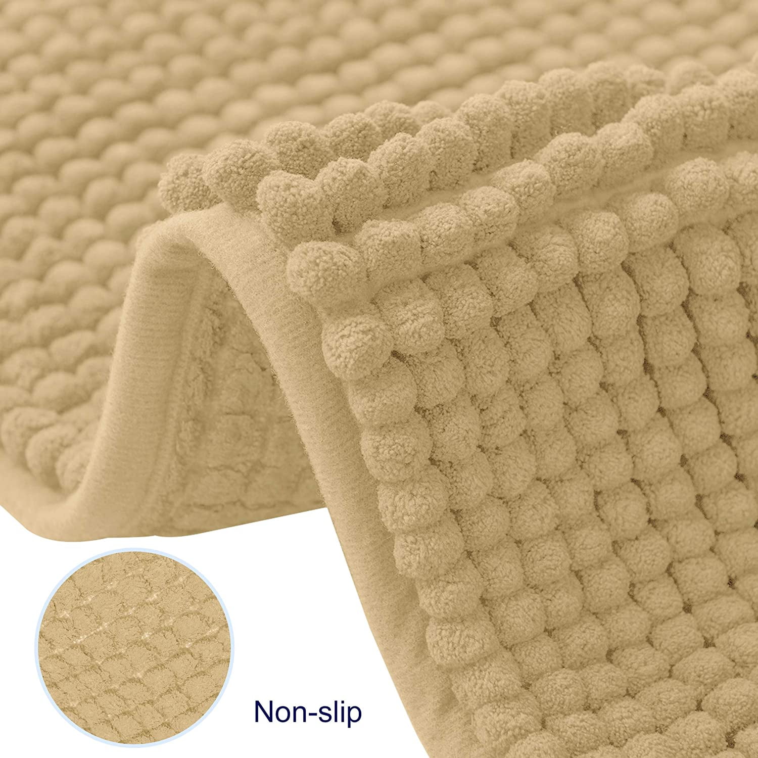Taupe bath mats shower rugs slip-resistant extra absorbent soft and fluffy  thick bath mats, non-slip microfiber shag floor mats-50x80cm plus 43x 61cm