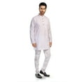 thumbnail image 3 of In-Sattva Men's Handloom Cotton Vintage Pinstriped Thigh-Length Kurta Tunic; Striped Magenta ; LG, 3 of 6