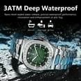 thumbnail image 4 of POEDAGAR Men Luxury Green Diamond Quartz Fashion Stainless Steel Plaid Watch Luminous Date Wristwatch, 4 of 5