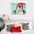 thumbnail image 5 of Autua Penguin Hat Scarf Canvas Wall Art For Living Room Office 20x16in, 5 of 6