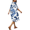 thumbnail image 6 of Avrnliq Womens White Floral Kimono Swimsuit Cover Up Duster, Plus Size S-XXXXXL Breathable Mid-Calf Open Front Travel-Friendly Wrinkle-Resistant Cover Up,Size 2XL, 6 of 6