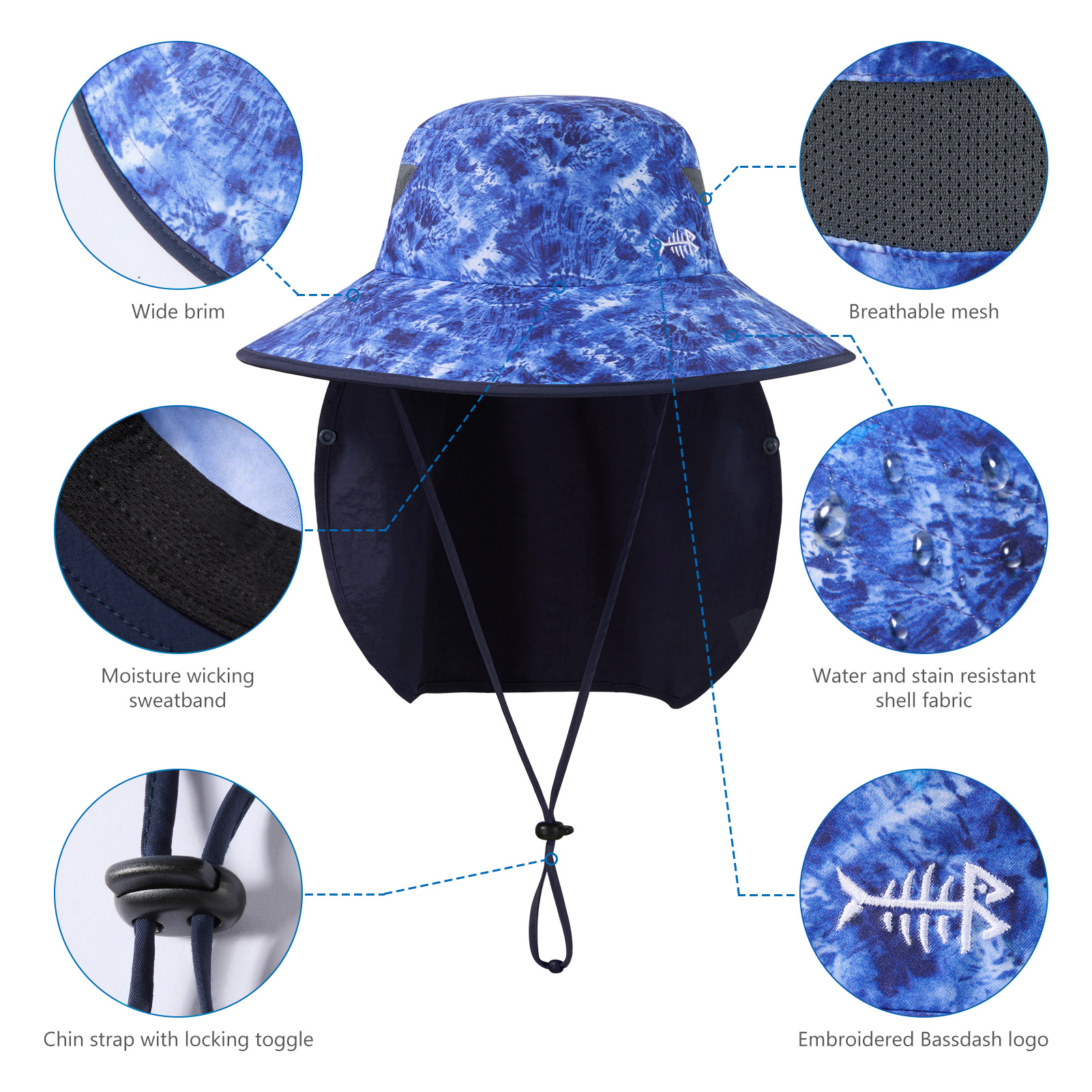 Men’s UPF 50+ Sun Hat with Face Cover & Neck Flap FH09