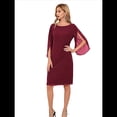thumbnail image 1 of Vestidos de para Mujer, con Mangas Abullonadas, para Fiestas, Bodas y Cócteles Vino Tinto L, 1 of 6