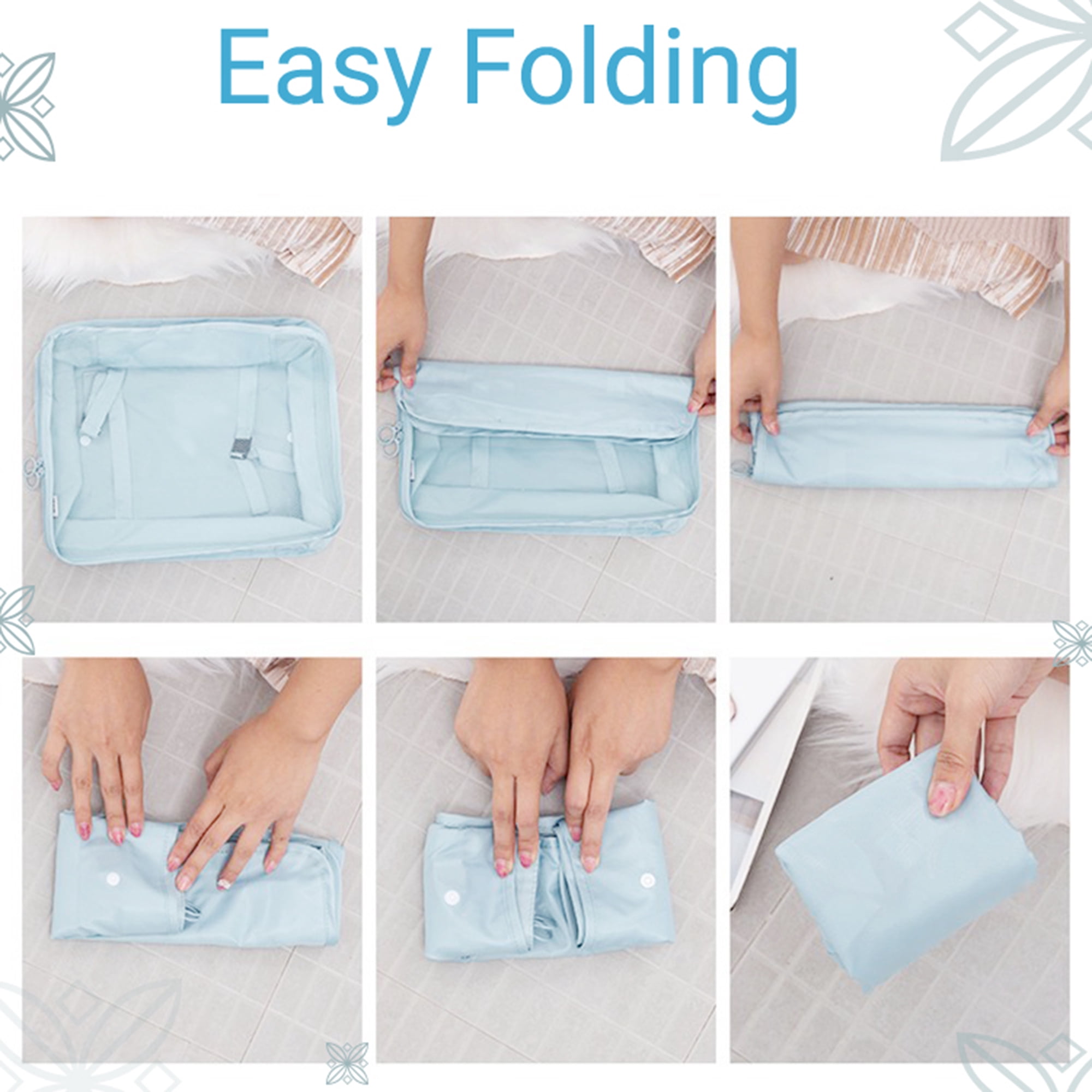 lEPECQ Packing Cubes for Travel & Suitcases Foldable Suitcase Organizer Lightweight Luggage Storage Bag 8 Pack - Blue