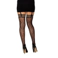 thumbnail image 2 of Dreamgirl Animal Print Fishnet Thigh-High Stockings Black O/S, 2 of 2