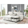 thumbnail image 3 of Estelle Beige Fabric Rev. Sleeper Sectional Storage Chaise Cup Holders USB Ports, 3 of 5