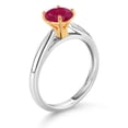 thumbnail image 3 of Gem Stone King 925 Sterling Silver with 10K Yellow Gold Red Ruby Solitaire Engagement Ring for Women (1.00 Cttw, Gemstone July Birthstone, Round 6MM, Available in Size 5, 6, 7, 8, 9), 3 of 4