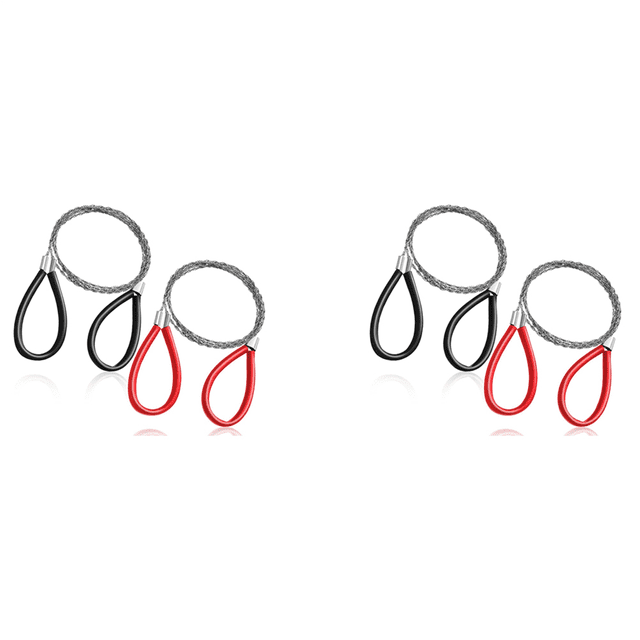 4 Pcs Scie à Câble en PVC Acier Inoxydable Scie à Fil de Poche Corde Scie de Survie d'Urgence Outil de Coupe, 4 x Coupe-Fil en Acier Inoxydable, Rouge&Noir