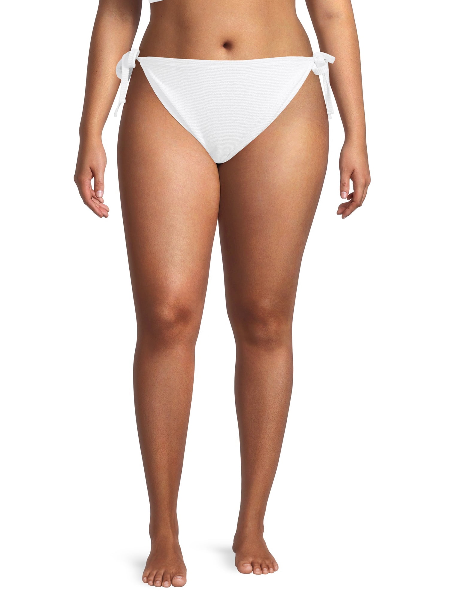 Social Angel Women's Plus Size Ribbed High Waist Tie Swimsuit Bottom