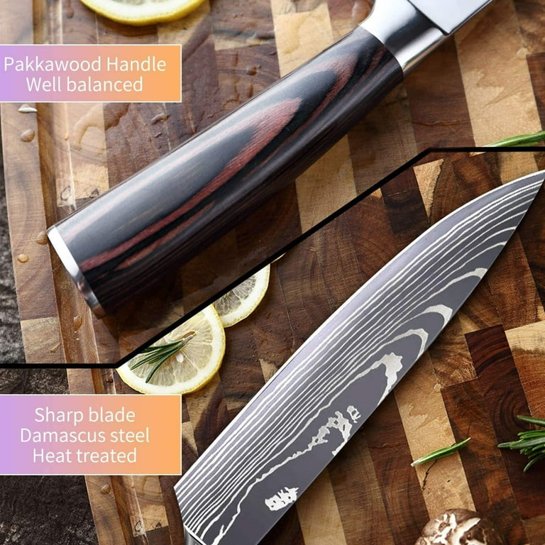 Chef Knife-8 Inch Ultra Sharp Professional Kitchen Knife, High Carbon  Stainless Steel Meat Knives with Sheath Cover and Ergonomic Pakkawood Handle